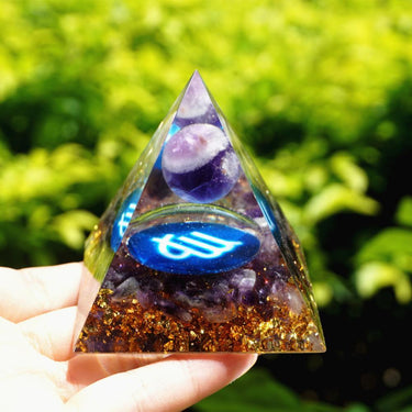 #119 - Handmade Amethyst 'BRING SPIRITUAL WISDOM' VIRGO Zodiac ORGONITE Pyramid